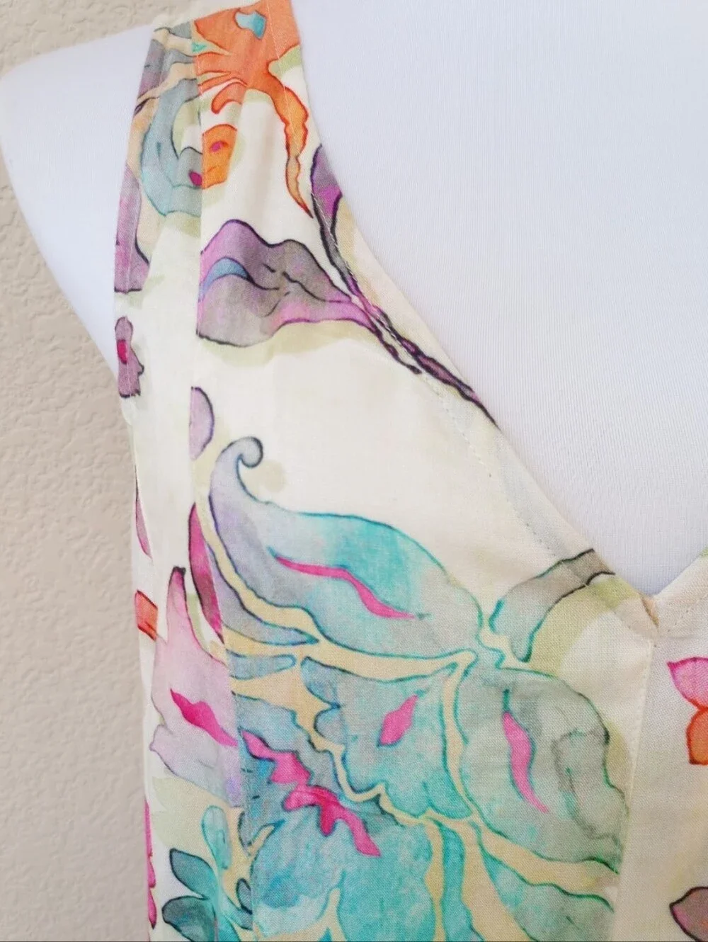 Soft Surroundings watercolor floral sleeveless maxi dress